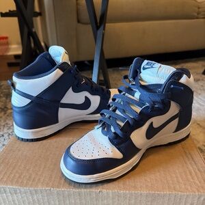 Nike Dark Blue and White High-Top Sneakers